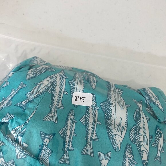 Ocean & Coast Fishing Button Down Shirt Long Sleeves Mens Large Nylon Blue - Picture 9 of 9